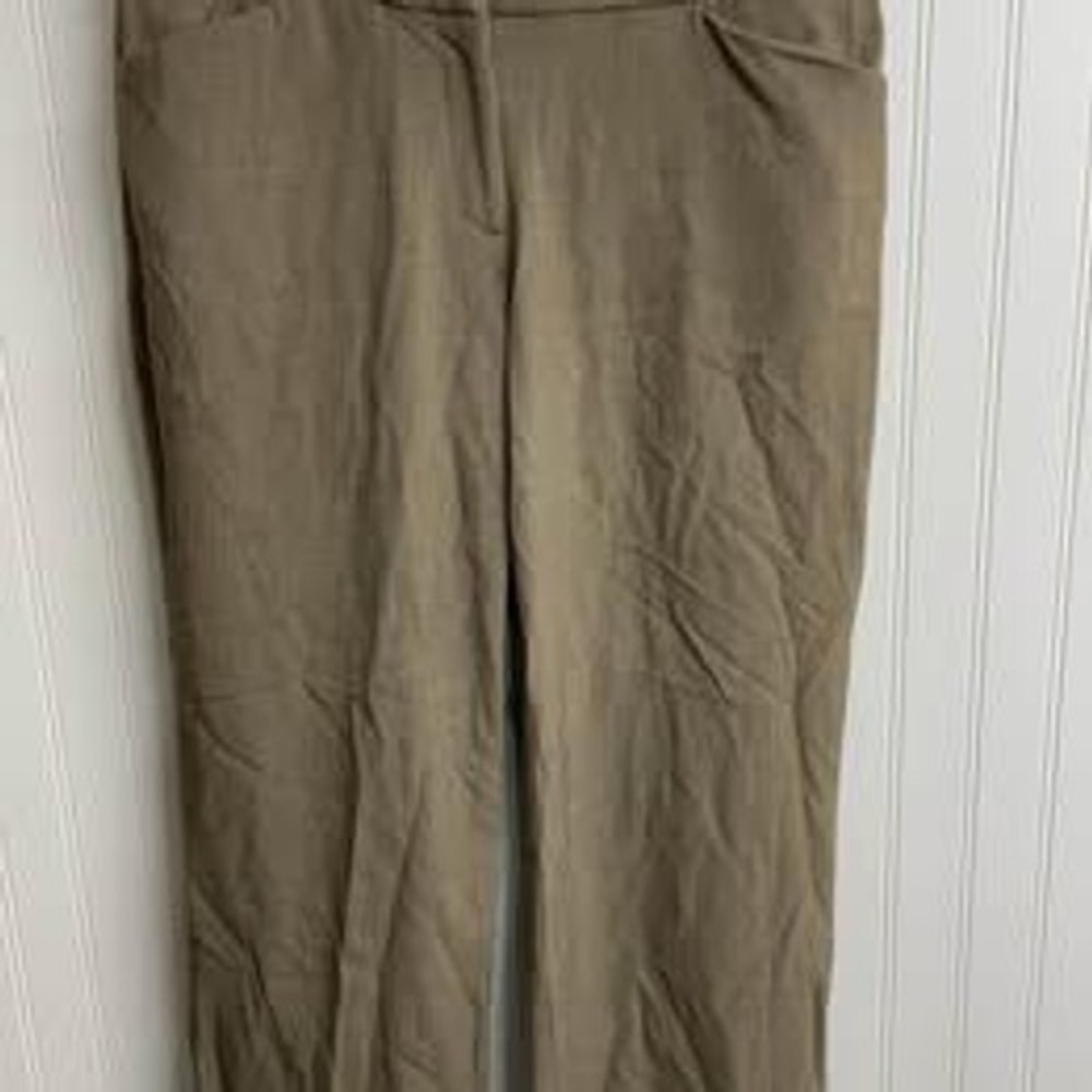 Ann Taylor LOFT Marisa Fit Dress Pants Tan Khaki Wide Leg Trousers Womens 10